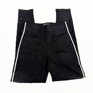 Zara Diamond Adorned Legging Pants Black Tuxedo Stripe Metallic Size M